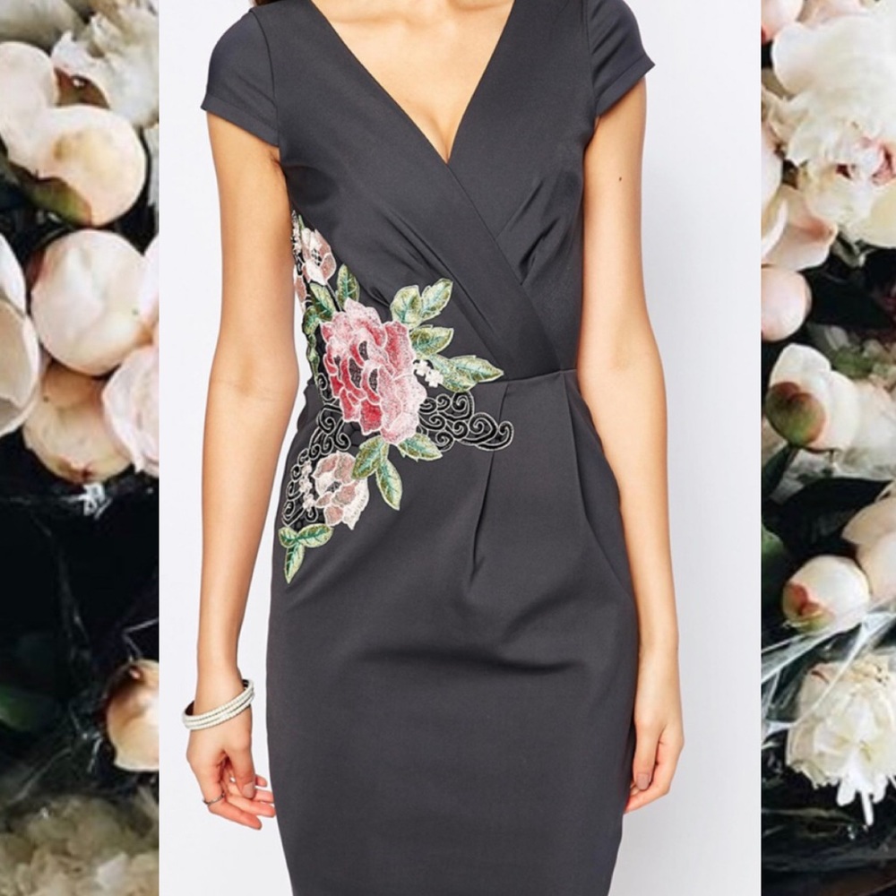 Asos Paper Dolls Rose Appliqué Dress midi